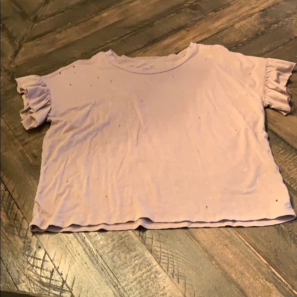 American Eagle vintage blush ruffle tee size S